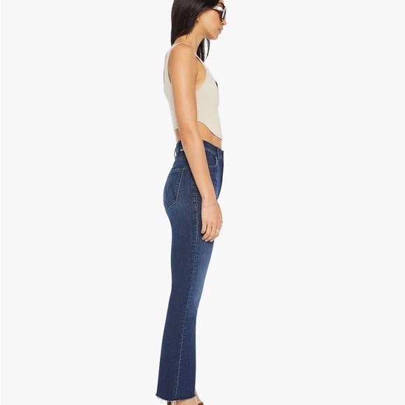 MOTHER Dark Blue Flare Jeans : Hustler Ankle Fray Mint Condition - Picture 3 of 8